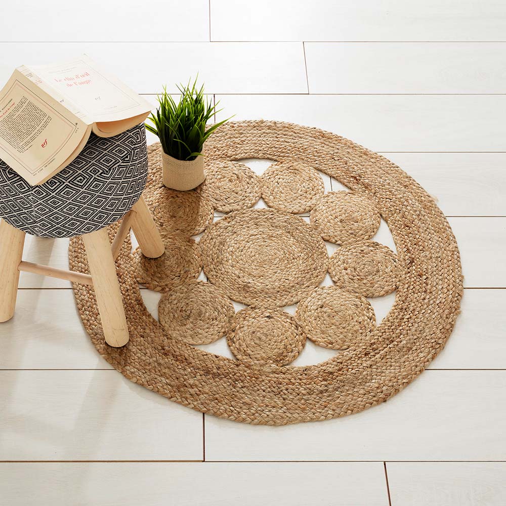 ALFOMBRA CALADA DE YUTE Ø80cm