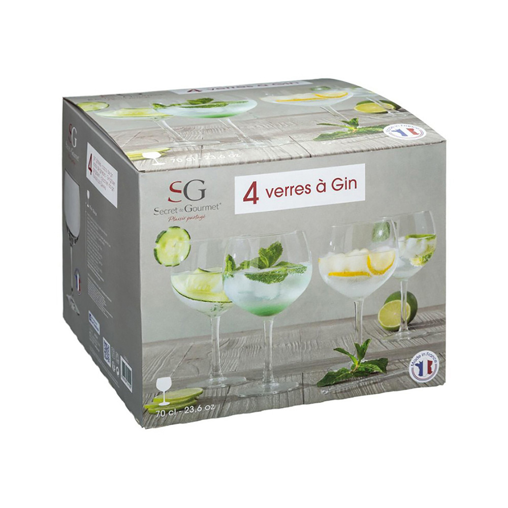 PACK 4 unid. COPA DE GINEBRA DE CRISTAL 70cl