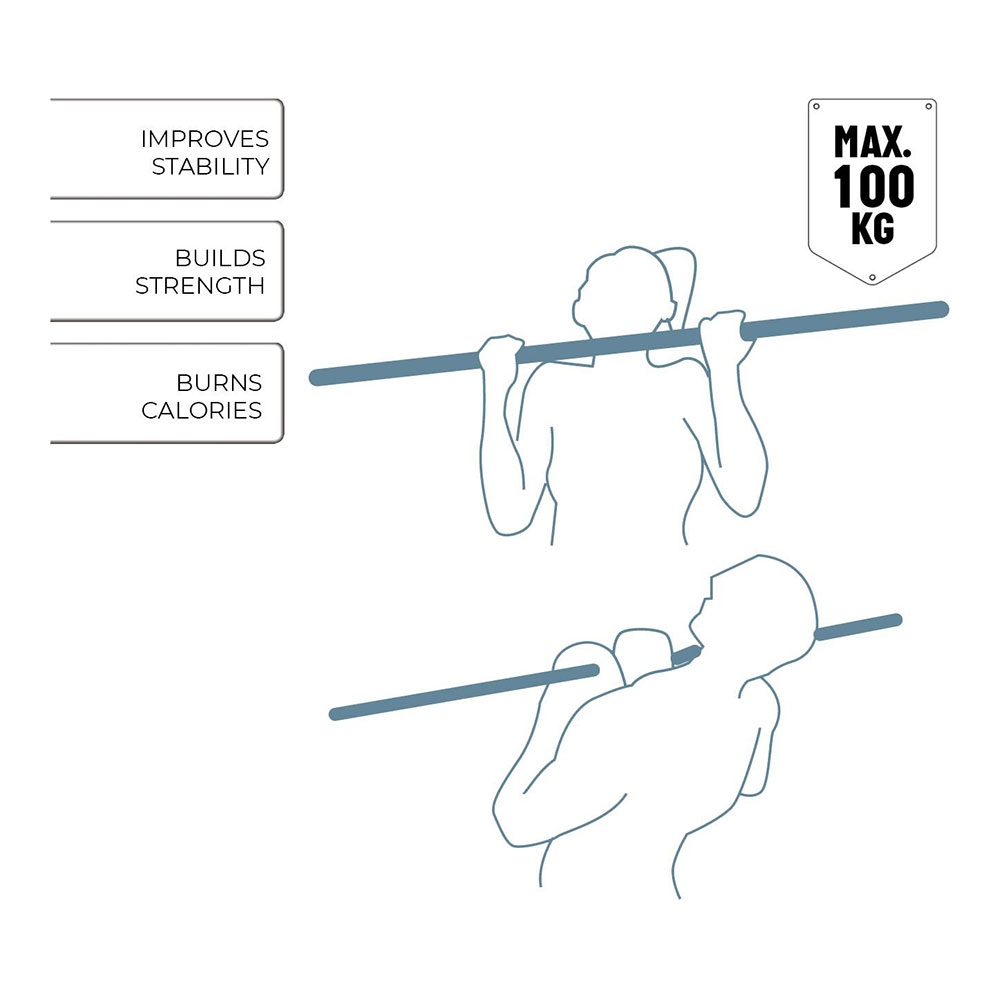 BARRA PARA DOMINADAS AJUSTABLE DE 62 A 100cm CARGA MAXIMA 100kg UMBRO