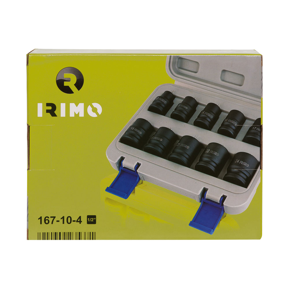 JUEGO 10 VASOS DE IMPACTO 1/2" 10-24mm 167-10-4 IRIMO