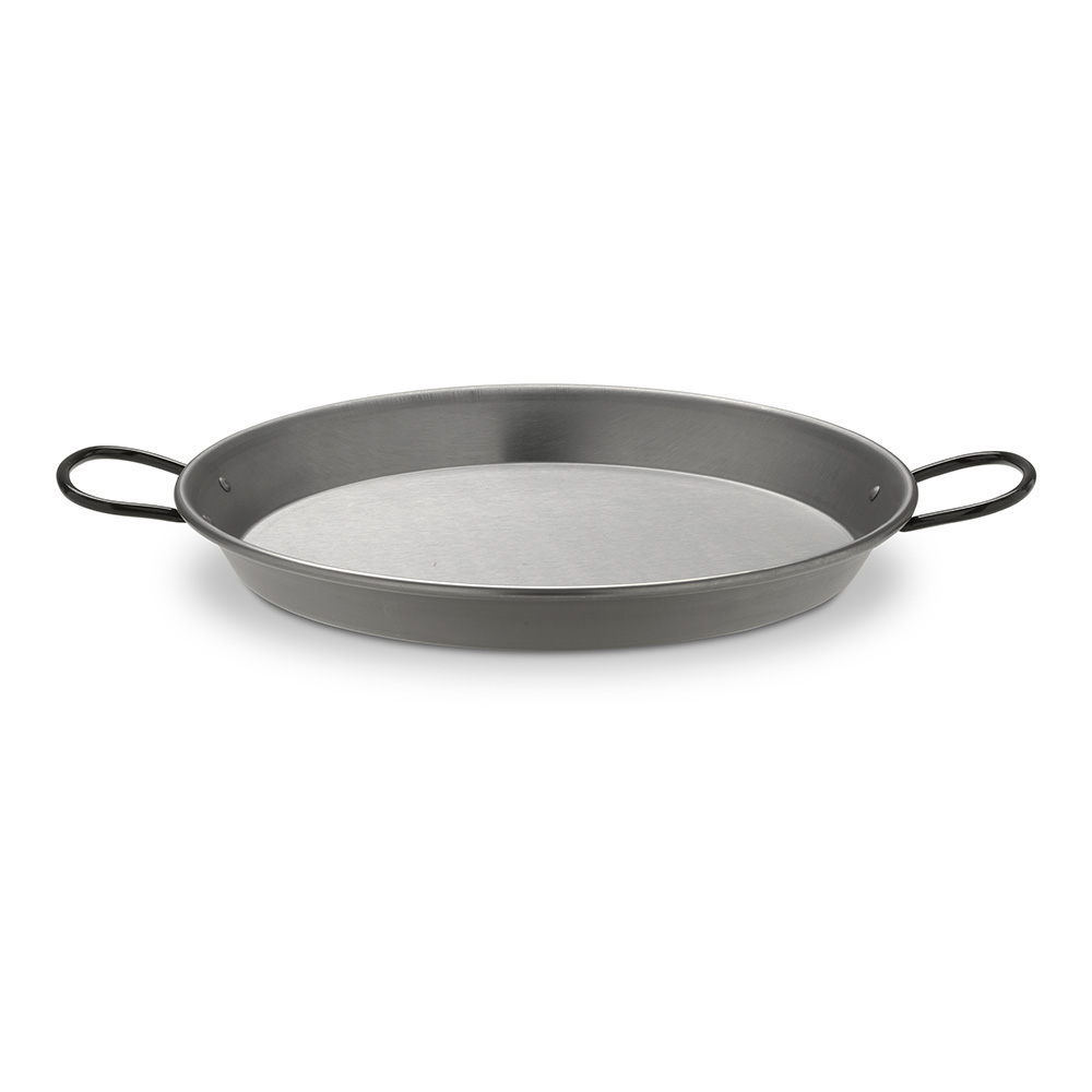 PAELLERA DE ACERO PULIDO PARA INDUCCION Y VITROCERAMICA Ø34cm (6 PERSONAS). VAELLO