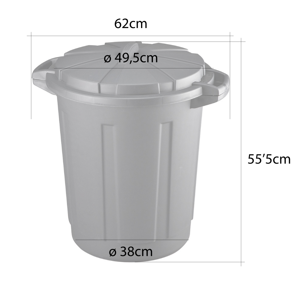CUBO DE BASURA DE COMUNIDAD 80 LITROS COLOR NEGRO CON TAPA MONDEX