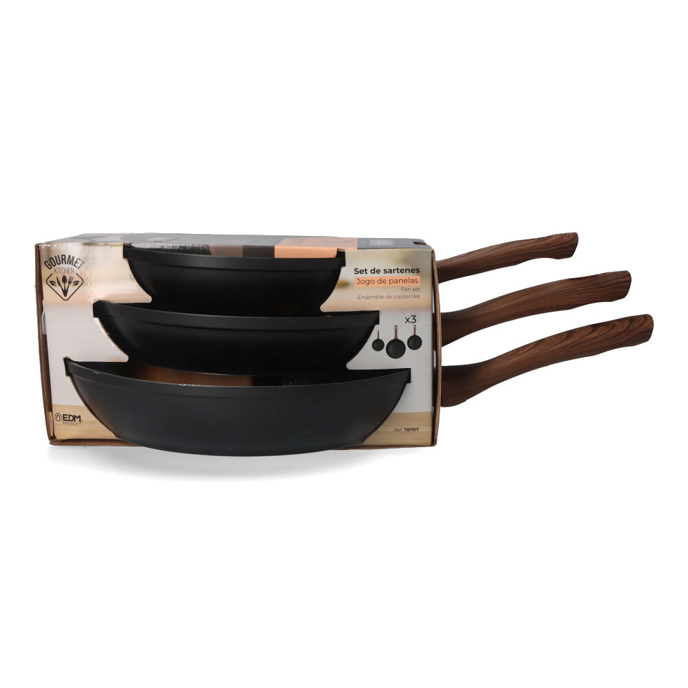 SET DE 3 SARTENES ANTIADHERENTES "SERIE ENEAS" EDM