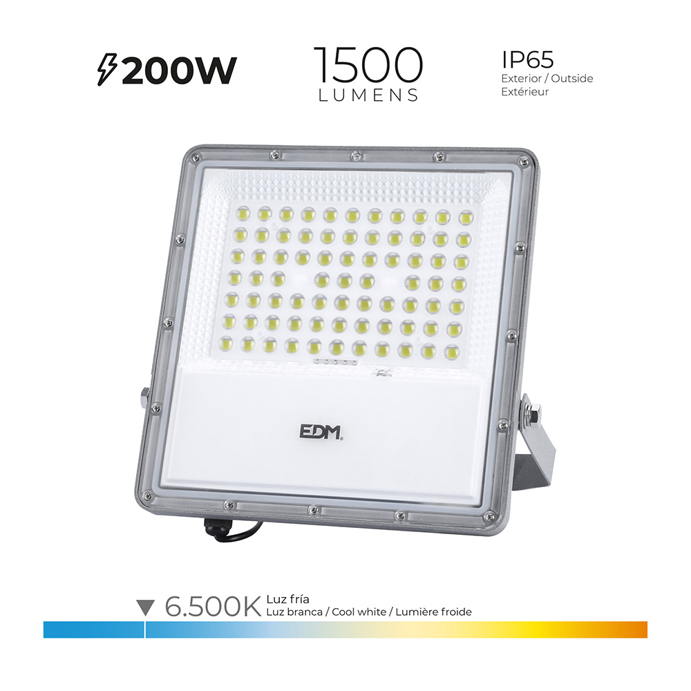 FOCO PROYECTOR LED SOLAR 200W 1.500Lm 6.500K IP65 EDM