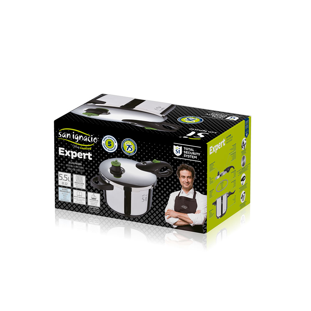 OLLA A PRESION Ø22cm 5.5l ACERO INOX IND EXPERT SG1508 SAN IGNACIO