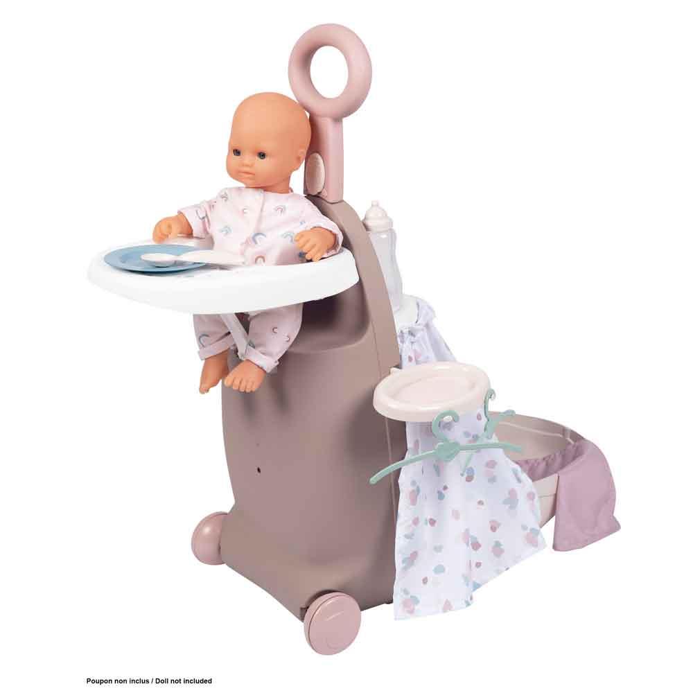 Trolley Baby Nurse 3 en 1 maleta,trona y cuna para muñecas de hasta 42 cm no incluida  con 6 accesorios. 62x25,5x25,5 cm