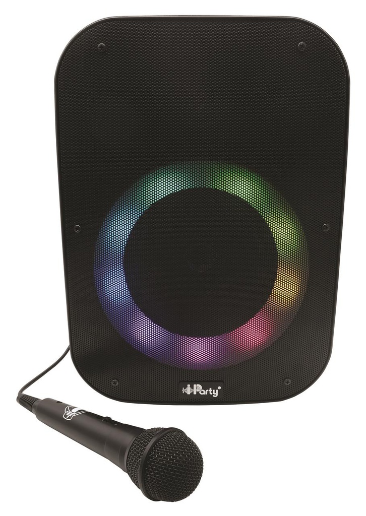 Altavoz portatil Party. Con efectos de luz, micrófono, batería recargable, Negro, con bluetooth.25,5x20,3x35,7cm