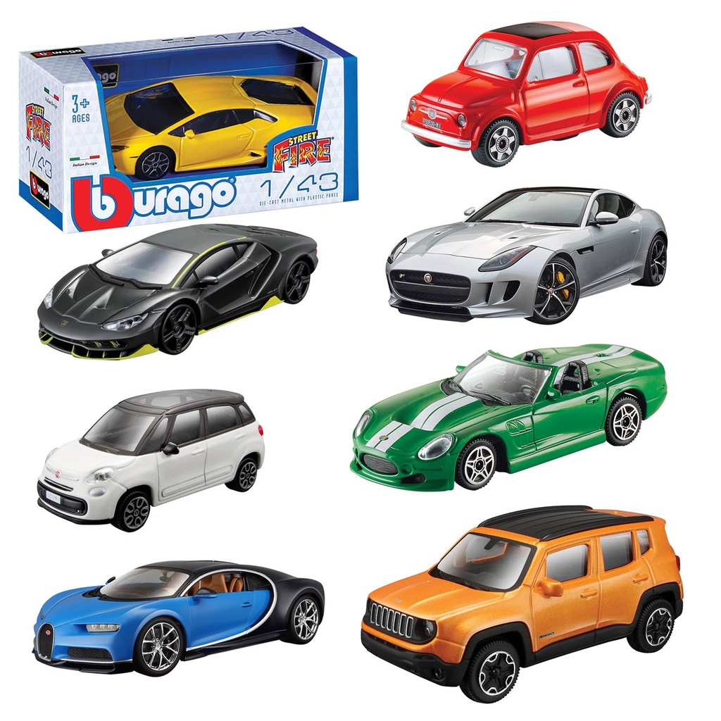 Coche Burago Street Fire escala 1:43 mod Sdos Exp 24 piezas. - Modelos surtidos