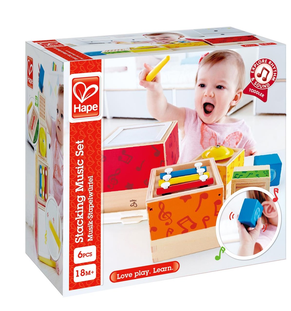 Juego de bloques e instrumentos musicales 13,9x12,4x12,5cm 6 piezas.