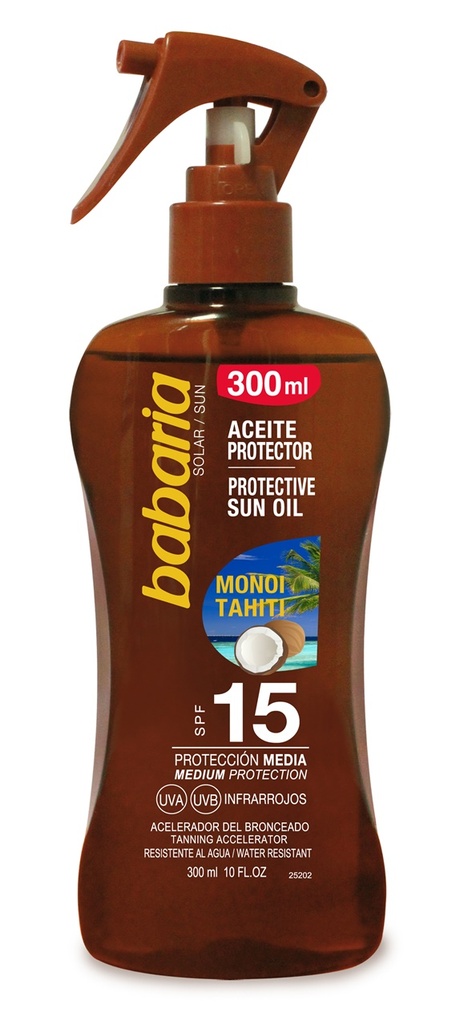 Aceite Protector Solar Babaria Monohi Tahiti Pistola F-15 300 ml