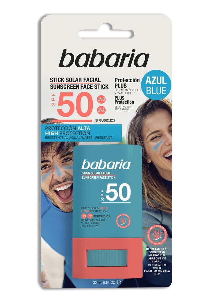 Stick Facial color Azul Babaria protueccion plus F-50 20 ml