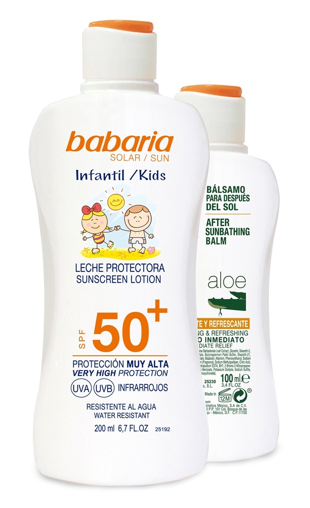 Leche Protectora Solar Infantil Babaria F-50 200 Ml + After Sun Regalo 100 Ml