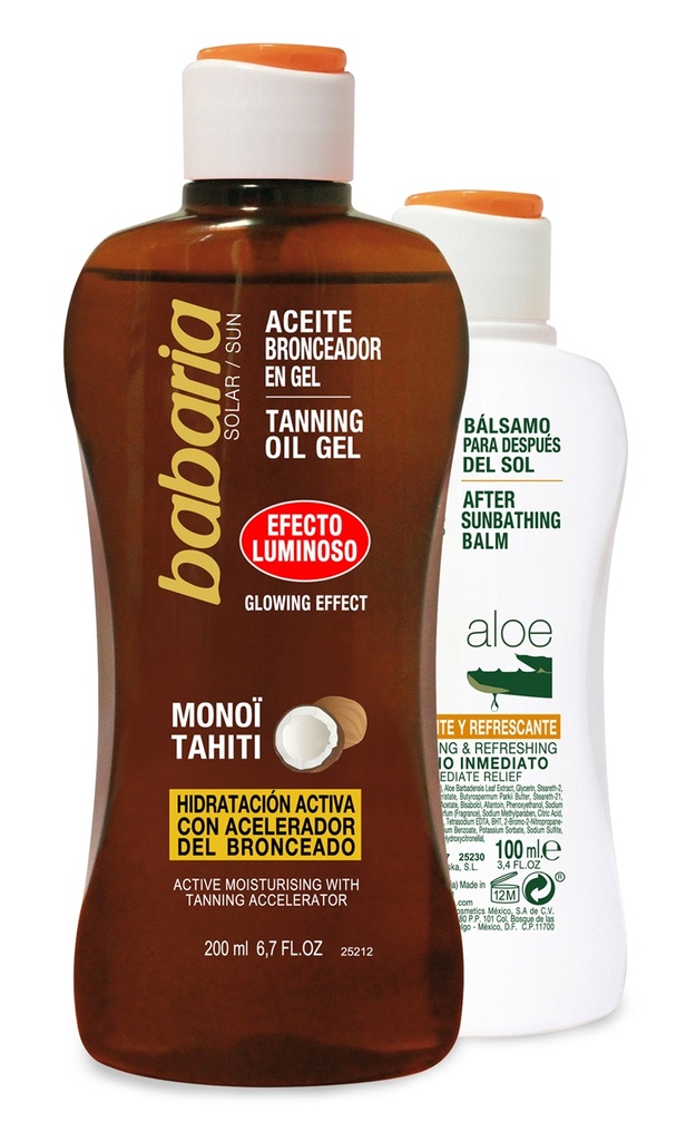 Aceite Bronceador Solar Gel Luminoso Babaria 200 ml+ After Sun 100 ml