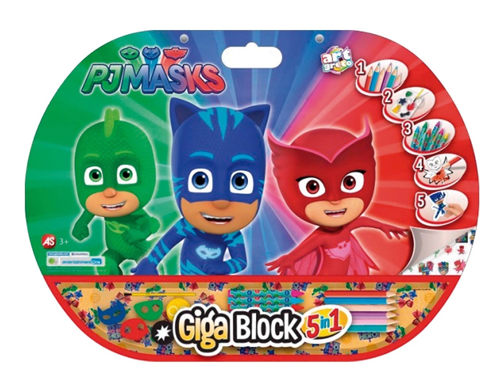 Libro De Pegatinas Para Pintar Giga Block  Pjmask 5 En 1. 52 X 40 X 10 Cm
