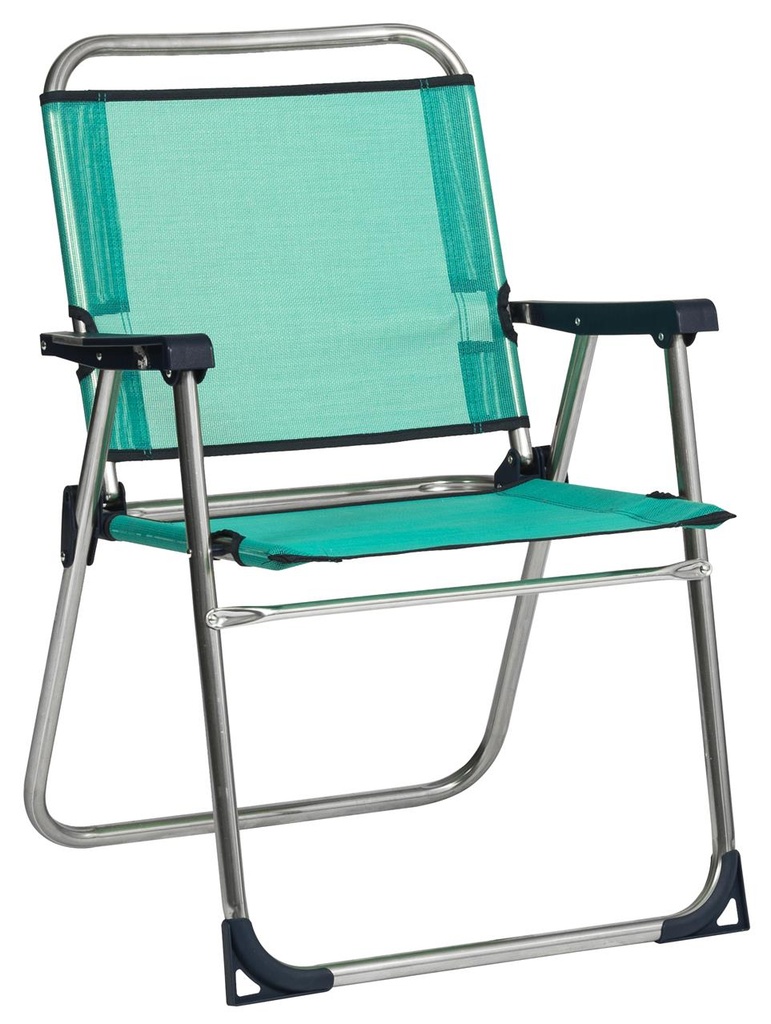 Silla playa aluminio fija con respaldo bajo color verde 57x78x57 cm