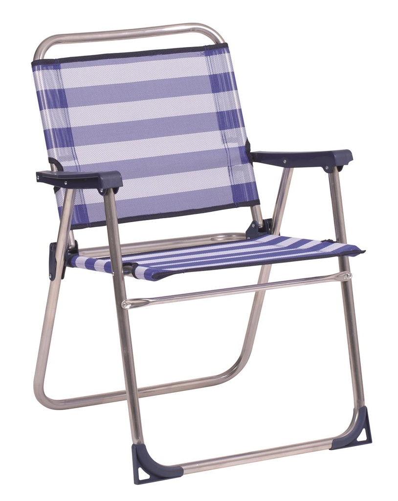 Silla playa aluminio fija con respaldo bajo color a rayas 57x78x57 cm