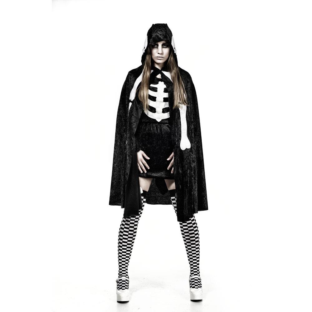 Disfraz Adulto Capa Esqueleto Corta - Talla L