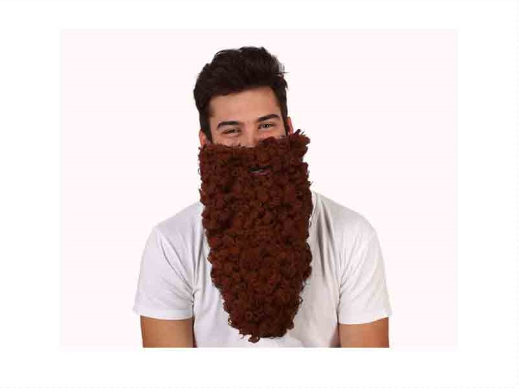 BARBA MARRÓN LARGA RIZADA