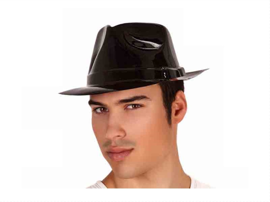SOMBRERO GANSTER NEGRO EN PVC
