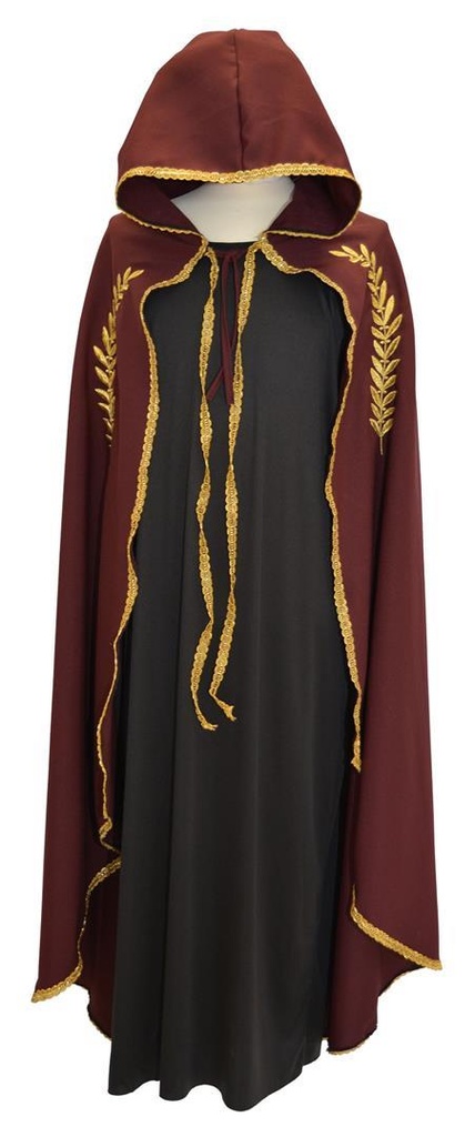 Disfraz Adulto  Capa Mariana Granate Bord. Oro Talla Xl