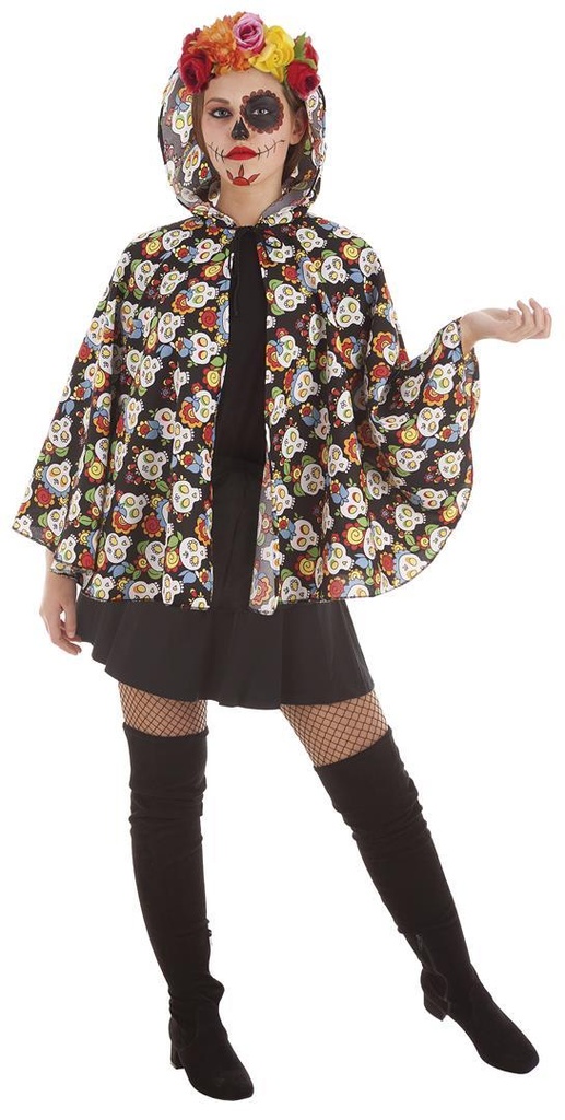 Disfraz Adulto  Capa Catrina Y Maquillaje Talla L