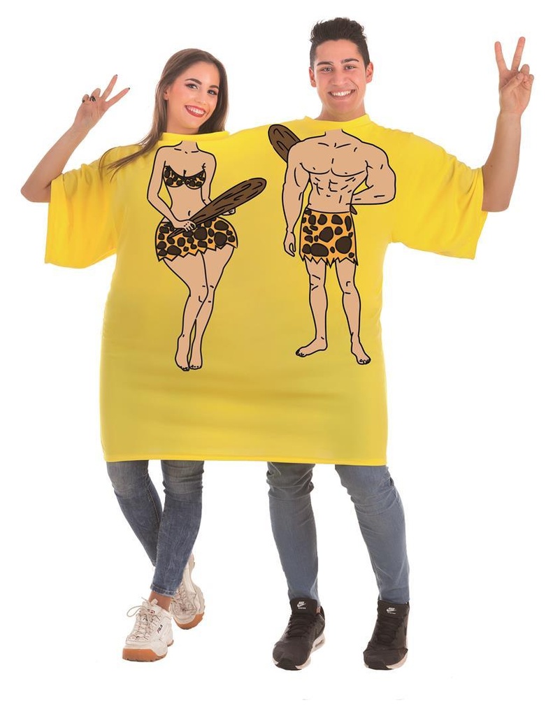 Disfraz Adulto  Camiseta Doble Trogloditas Talla L