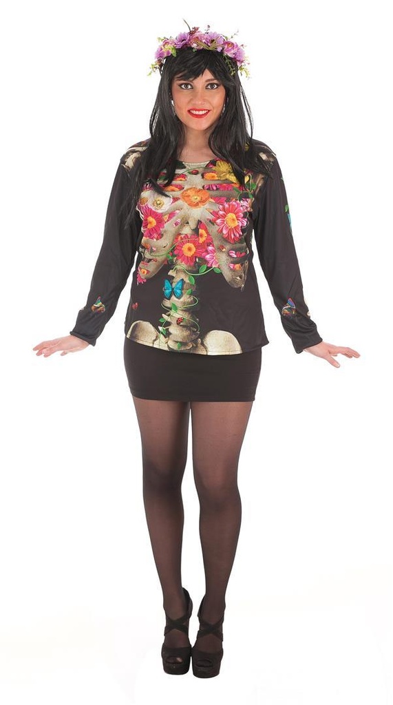 Disfraz Adulto  Camiseta Catrina Talla L