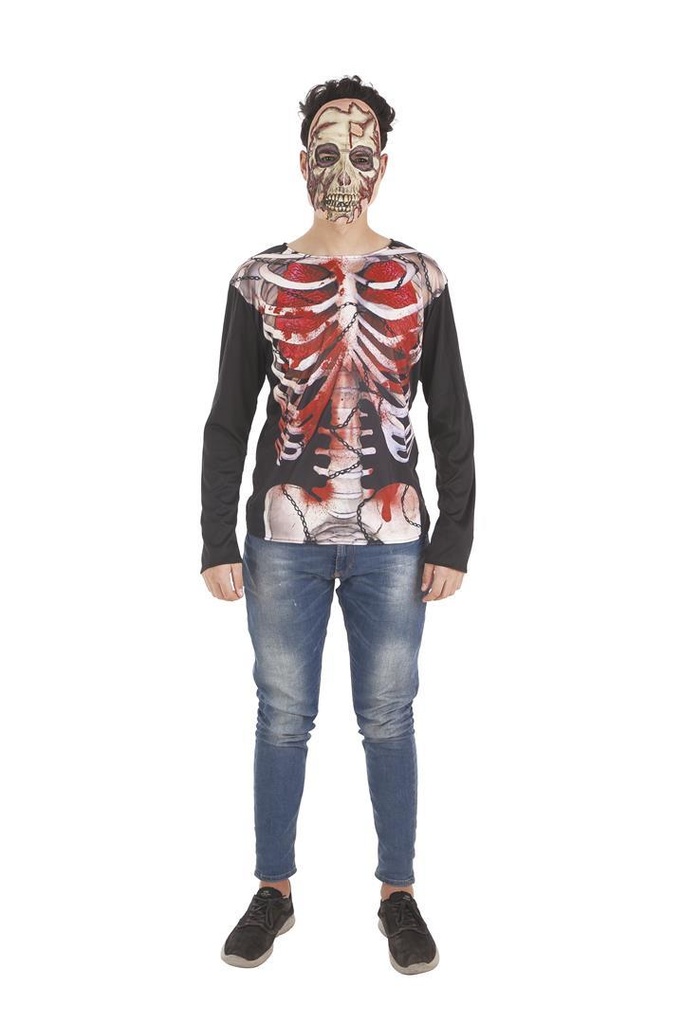 Disfraz Adulto  Camiseta Skelet Talla L