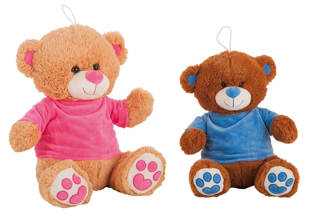 Oso Camiseta Terciopelo Rosa/Azul Surt. 32 Cm