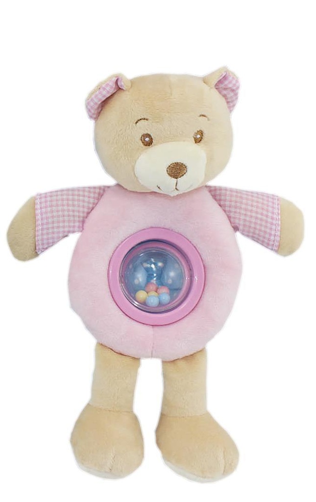 Sonajero Bolita 25 Cm Oso Lulu Rosa