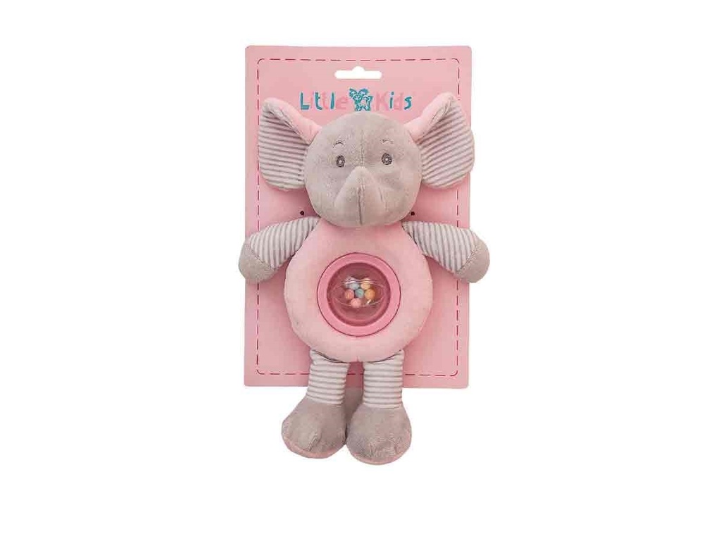 Peluche Elefante Rosa Sonajero Bolita 25 Cm
