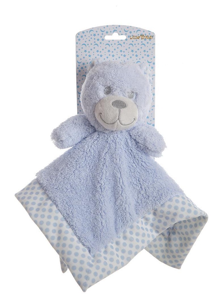 Dou-Dou Oso Azul Rizo Lunares Doble Capa 30X30 Cm