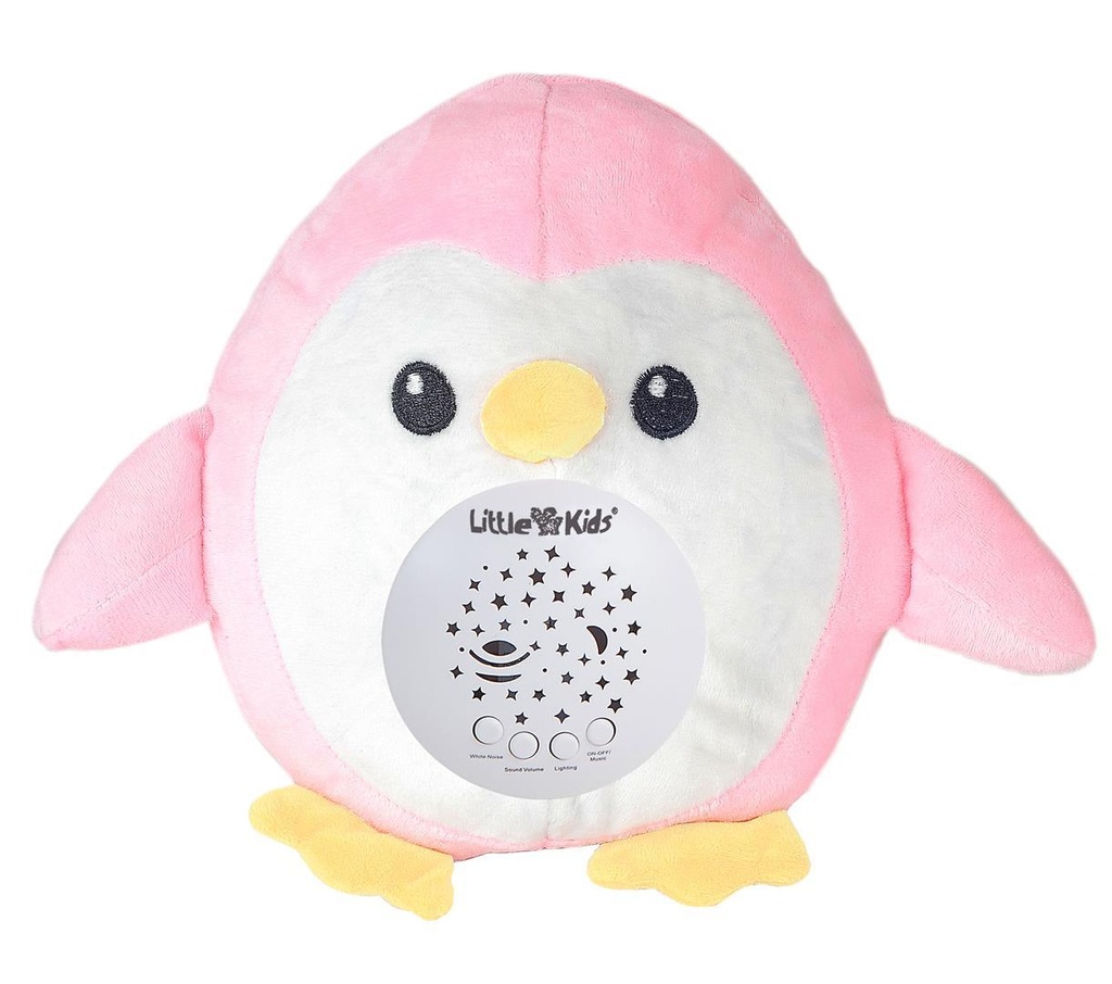 Proyector Pingüino Rosa Musica 22 Cm En Caja