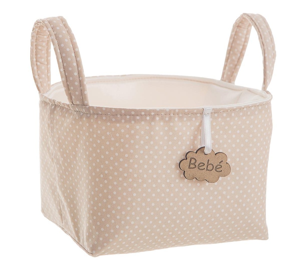 CESTA ASAS PEQ. TOPOS MARRÓN 17 X 13,5 X 20 CM