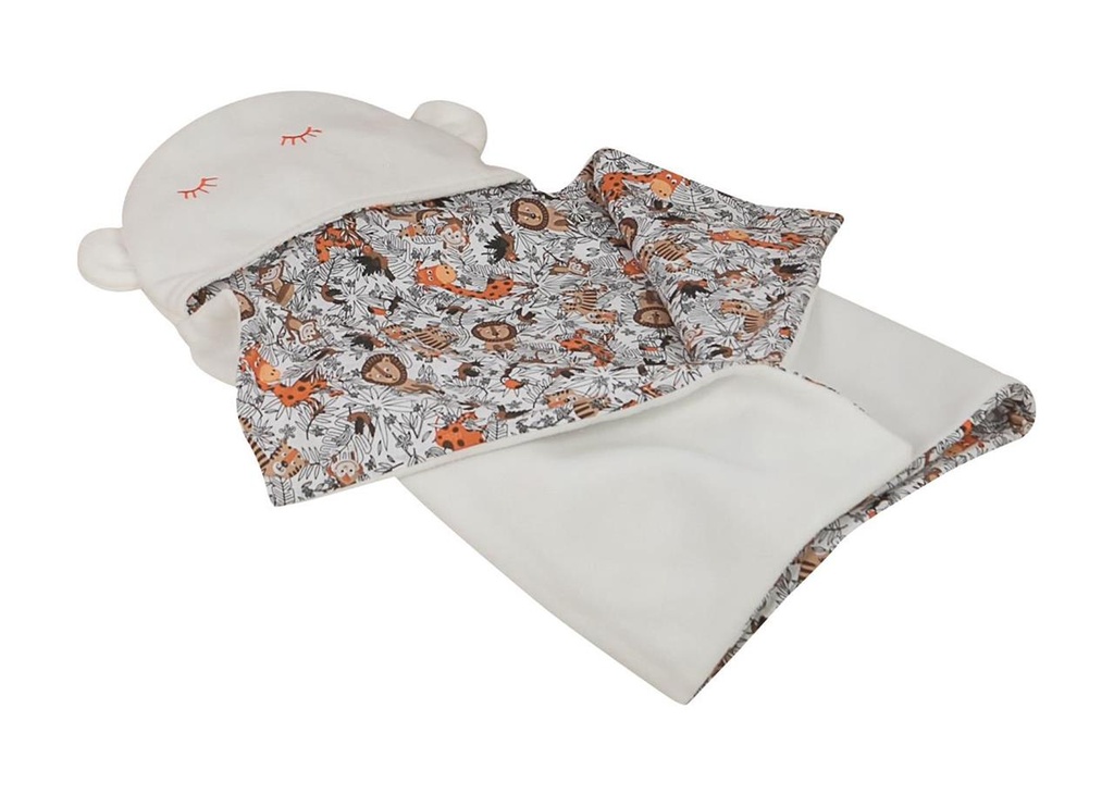 MANTA CAPUCHA REVERSIBLE JUNGLE 90 X 66 CM