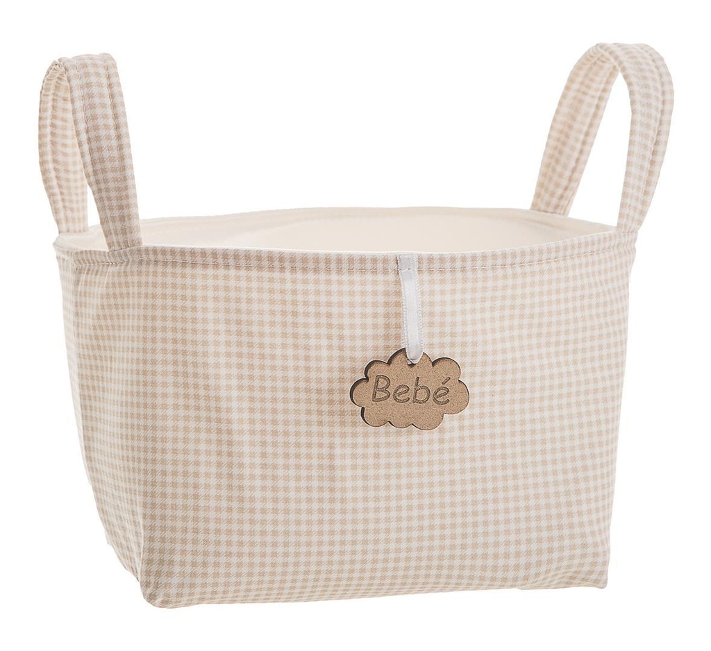 CESTA ASAS VICHY MARRÓN 17 X 13,5 X 20 CM
