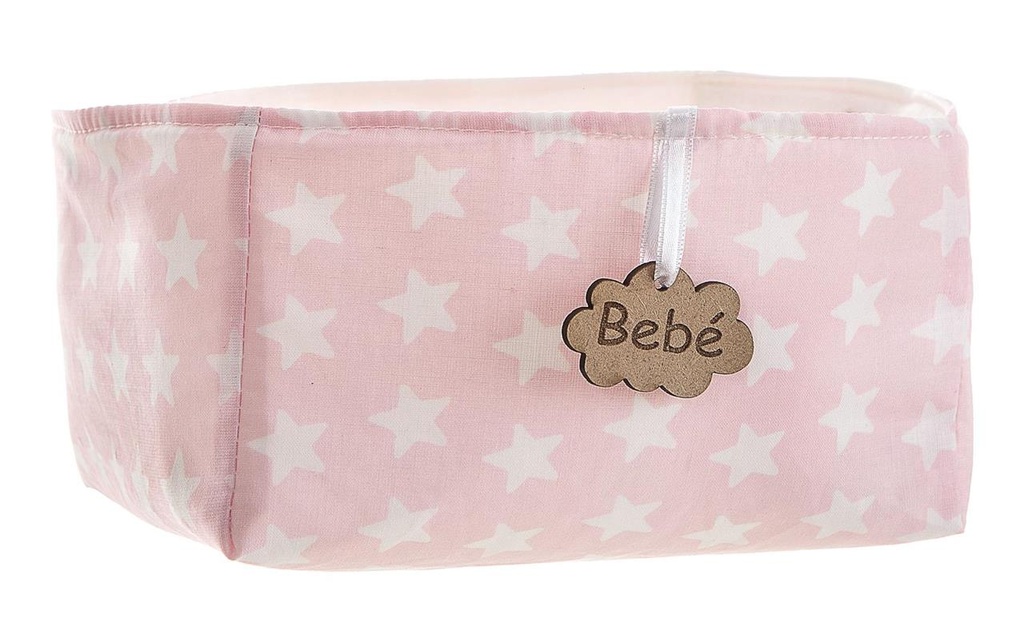 CESTA PEQUEÑA ESTRELLAS ROSA 18 X 15 X 10,5 CM