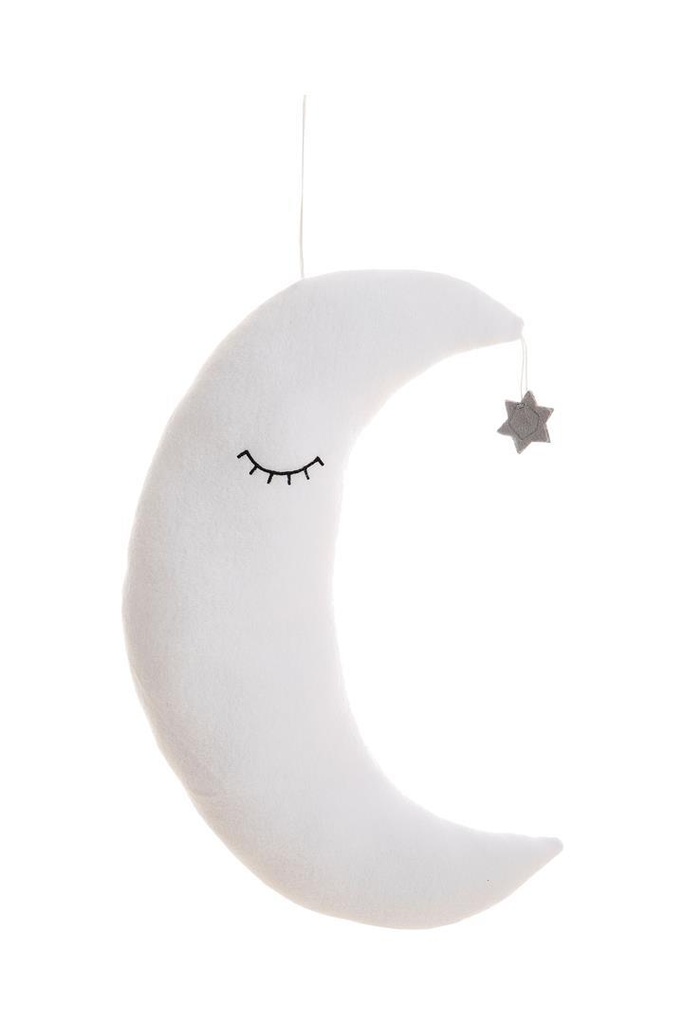 COJÍN LUNA COLGANTE  POLAR BLANCO 38 X 30 CM