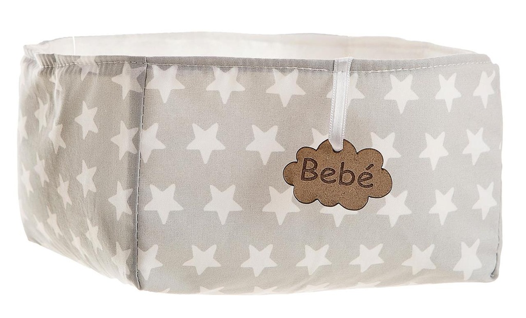 CESTA PEQUEÑA ESTRELLAS GRIS 18 X 15 X 10,5 CM