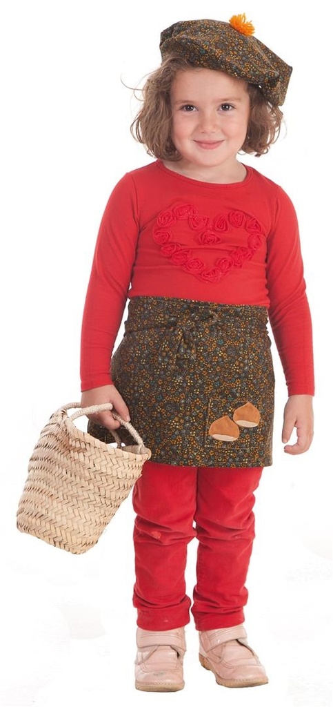 Disfraz Infantil Delantal Y Gorro Flores Castañera T-1 (3 A 5 Años)
