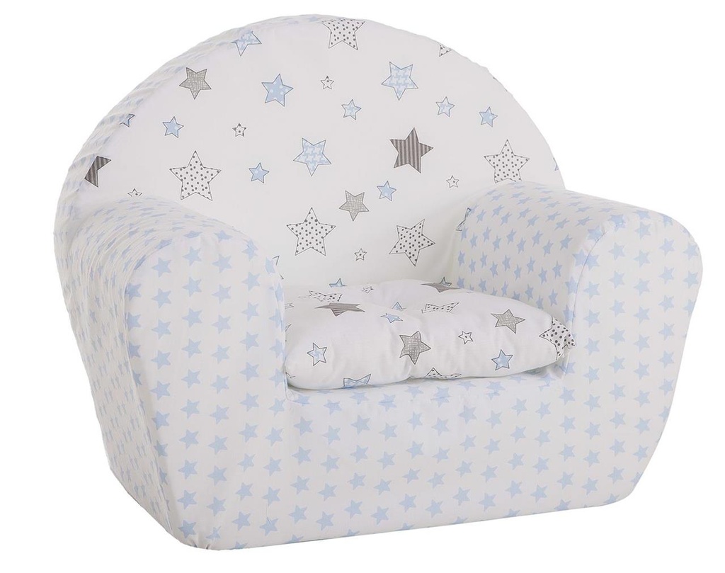 Sillon Azul Y Estrellas Gris Con Cojin