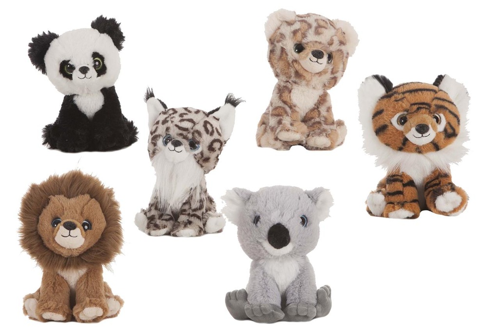 Set 6 Leon-Tigre-Panda-Leopardo-Koala-Lince 22 Cm