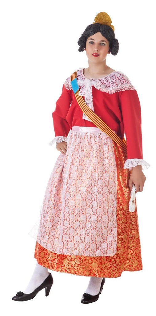 Disfraz Adulto  Fallera Mayor Oro-Rojo Talla L