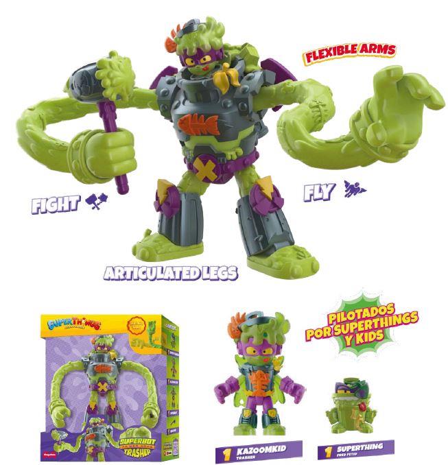 Superthings -Superbot Power Arms Trasher. Incluye 1 kazoom kid+1 superthings+1 accesorio