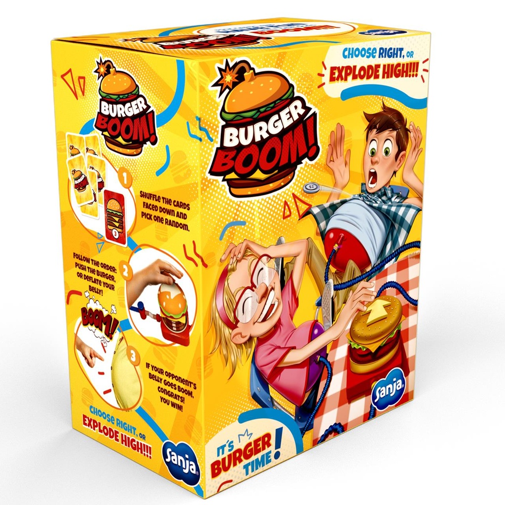 Juego Burger Boom. ¡hacerla explotar! Estate muy atento, nunca sabes quién de los dos hará... ¡¡BING-BANG BOOM!
