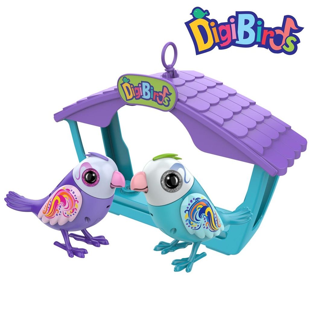 Digibirds pack de 2 pajaritos exclusivos y su casita. 50 melodias.