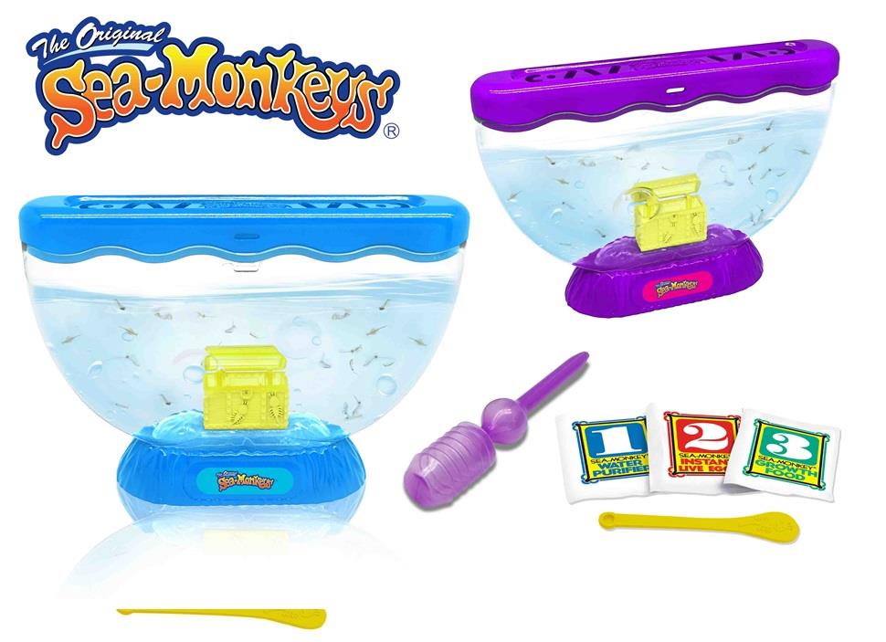 Sea Monkeys Ocean Zoo Cofre Del Tesoro con luz exp 12 piezs. Son placton y micro crustáceos.Incluye Huevos de vida instantanea comida cuchara e instrucciones.