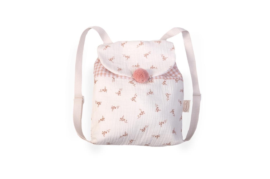 Mochila de flores y cuadro vichy 24x20x5cm