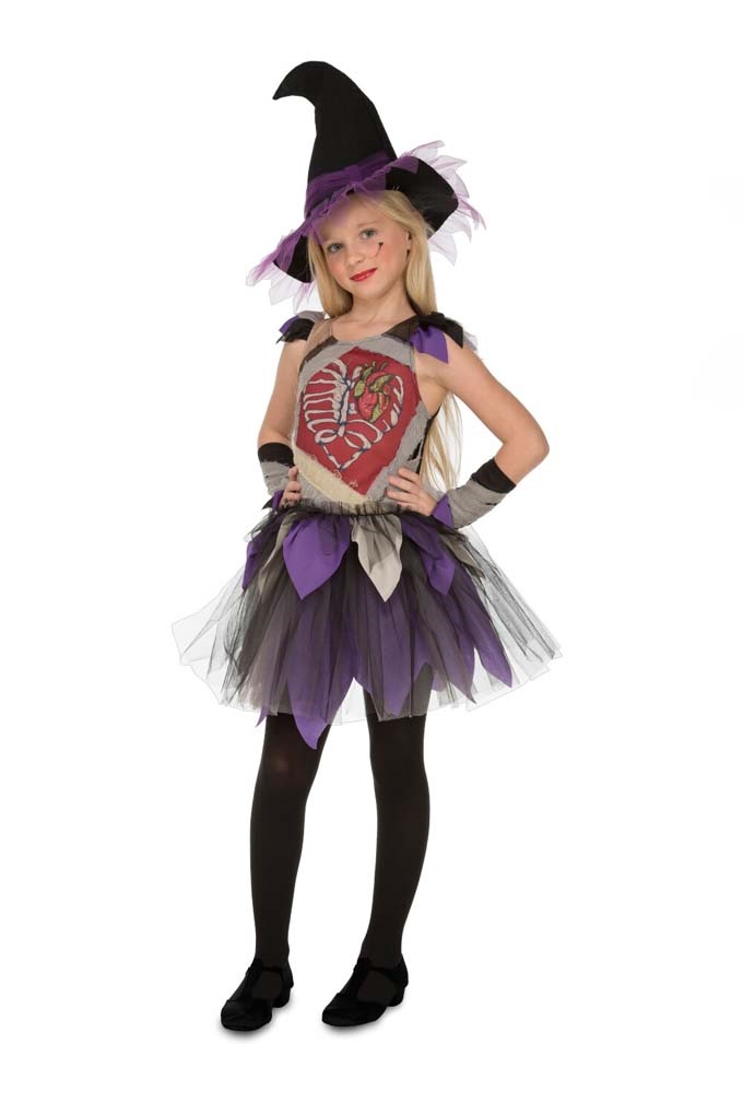 Disfraz Bruja Esqueleto 10-12 Años Niña (Sombrero, Vestido Y Mitones)