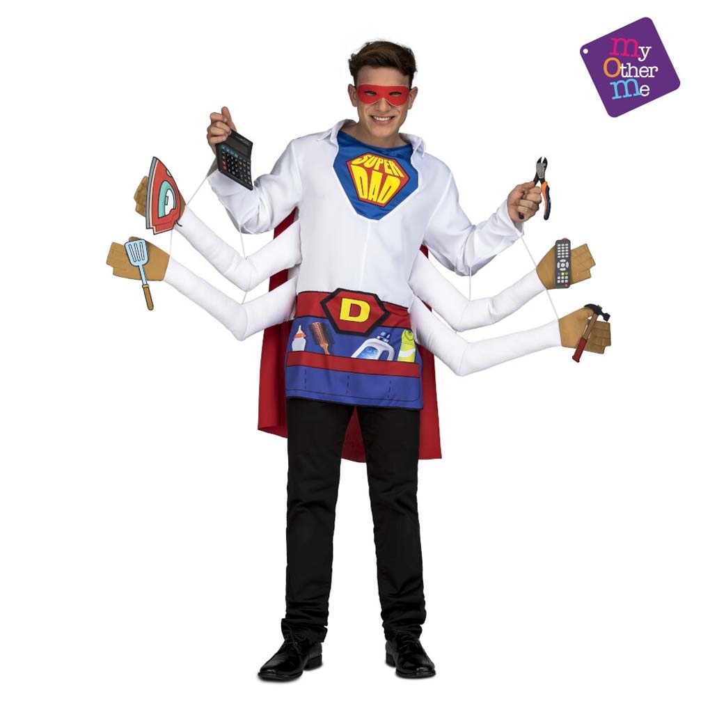 Disfraz Súper Padre Ml (Camisa Con Delantal, Capa, Antifaz Y 4 Accesorios)